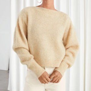 & Other Stories Cream Wool Alpaca Boatneck Sweater